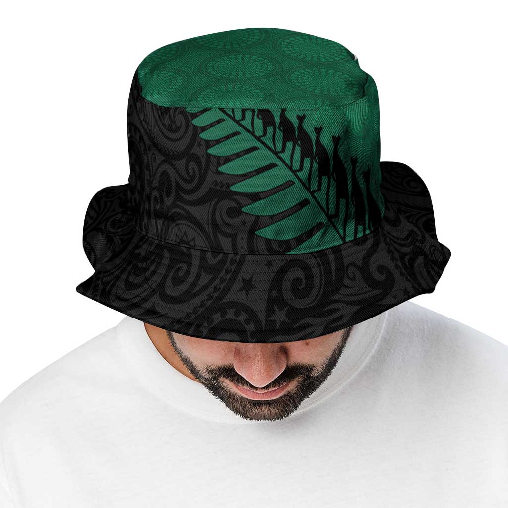 Australia New Zealand Rugby Bucket Hat Green Aboriginal Wallabies and Maori Black Fern - Polynesian Pride