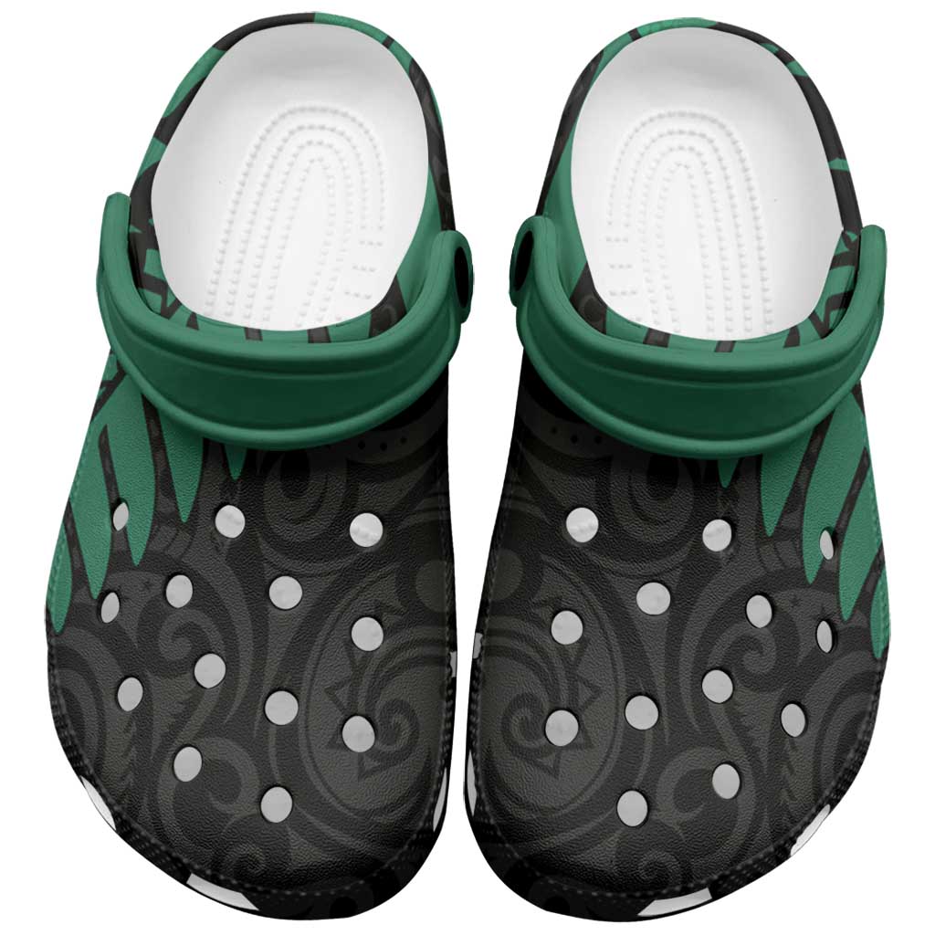 Australia New Zealand Rugby Clogs Shoes Green Aboriginal Wallabies and Maori Black Fern - Polynesian Pride