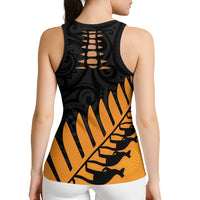 Australia New Zealand Rugby Hollow Tank Top Gold Aboriginal Wallabies and Maori Black Fern - Polynesian Pride