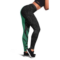 Australia New Zealand Rugby Leggings Green Aboriginal Wallabies and Maori Black Fern - Polynesian Pride