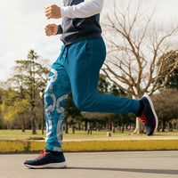 Azure Blue Maori Jogger Pants Koru Kowhaiwhai