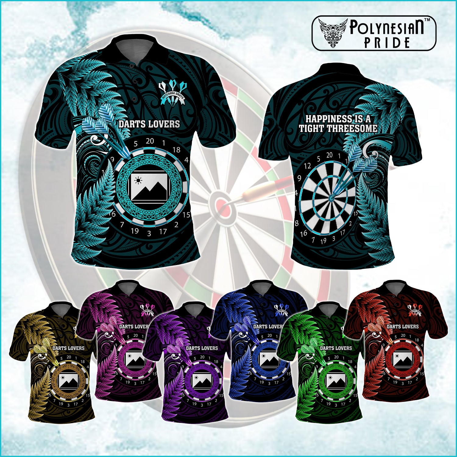 Polynesian Pride Custom New Zealand Darts Polo Shirt – Maori Tribal Design | “Happiness Is A Tight Threesome” CTM14