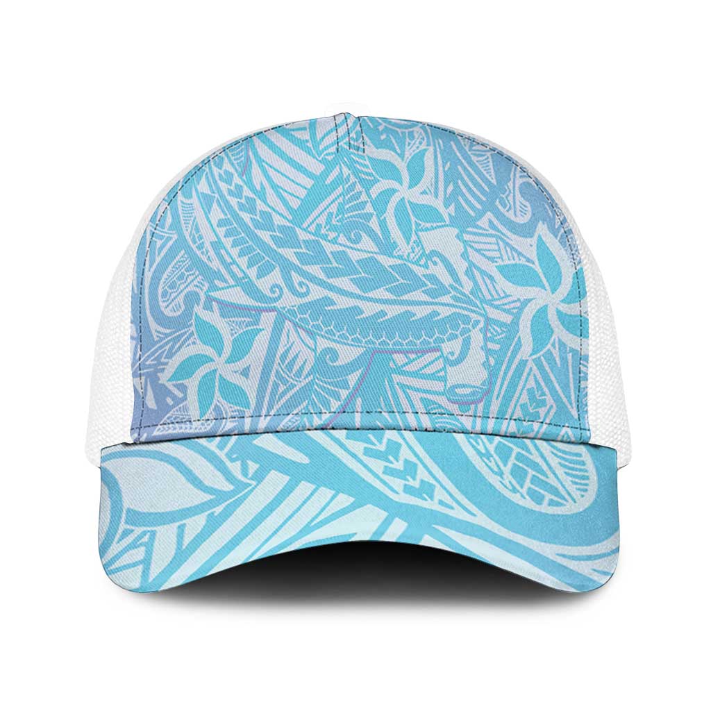 Baby Blue Gradient Polynesia Baseball Net Cap Hawaiian Tribal Hammerhead Shark Tattoo - Polynesian Pride