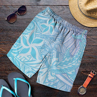 Baby Blue Gradient Polynesia Shorts for Men Hawaiian Tribal Hammerhead Shark Tattoo - Polynesian Pride