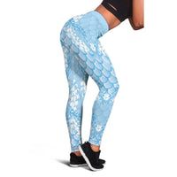 Baby Blue Mermaid Puakenikeni Maile Lei Leggings LT01 - Polynesian Pride
