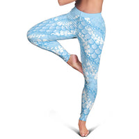 Baby Blue Mermaid Puakenikeni Maile Lei Leggings LT01 - Polynesian Pride