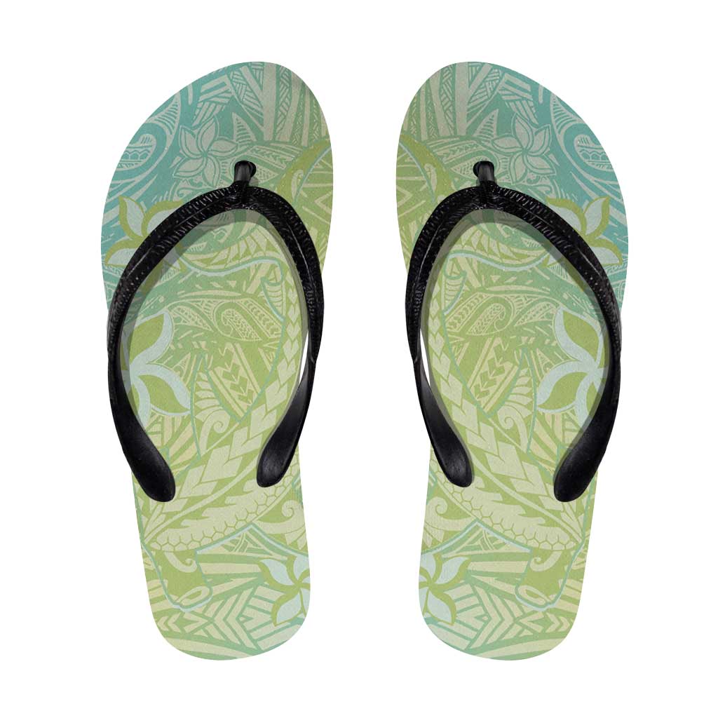 Baby Green Gradient Polynesia Flip Flops Hawaiian Tribal Hammerhead Shark Tattoo - Polynesian Pride