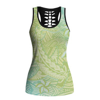 Baby Green Gradient Polynesia Hollow Tank Top Hawaiian Tribal Hammerhead Shark Tattoo LT14 Female Baby Green - Polynesian Pride