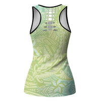 Baby Green Gradient Polynesia Hollow Tank Top Hawaiian Tribal Hammerhead Shark Tattoo LT14 - Polynesian Pride