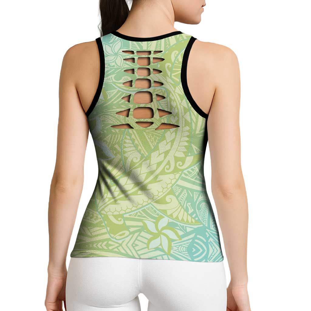 Baby Green Gradient Polynesia Hollow Tank Top Hawaiian Tribal Hammerhead Shark Tattoo LT14 - Polynesian Pride