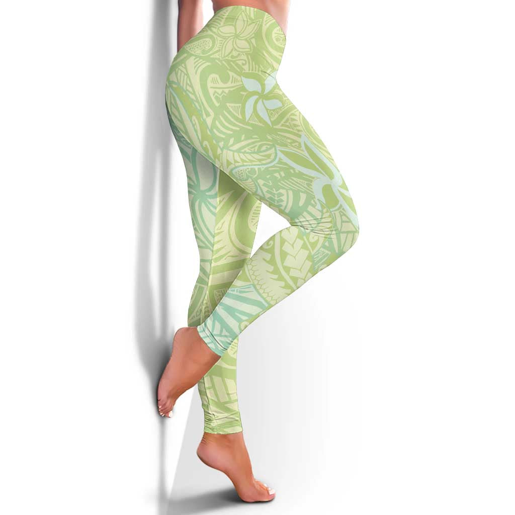 Baby Green Gradient Polynesia Leggings Hawaiian Tribal Hammerhead Shark Tattoo - Polynesian Pride