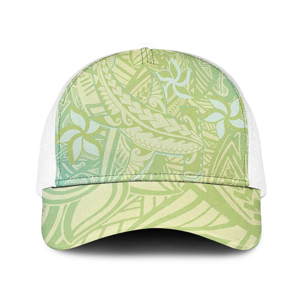 Baby Green Gradient Polynesia Mesh Trucker Cap Hawaiian Tribal Hammerhead Shark Tattoo - Polynesian Pride