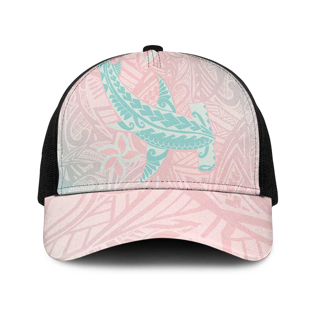 Baby Pink Gradient Polynesia Baseball Net Cap Hawaiian Tribal Hammerhead Shark Tattoo - Polynesian Pride
