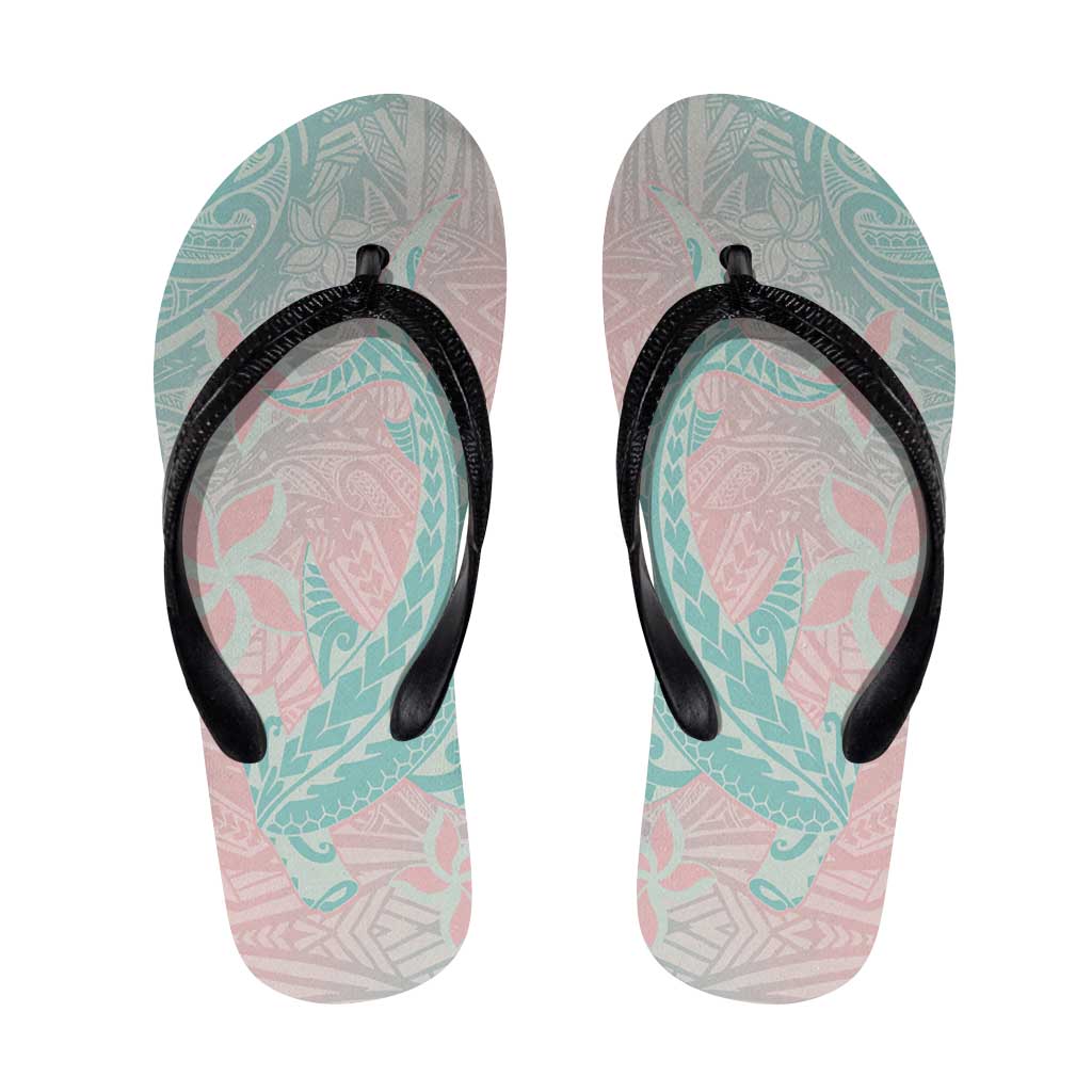 Baby Pink Gradient Polynesia Flip Flops Hawaiian Tribal Hammerhead Shark Tattoo - Polynesian Pride