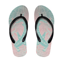 Baby Pink Gradient Polynesia Flip Flops Hawaiian Tribal Hammerhead Shark Tattoo - Polynesian Pride