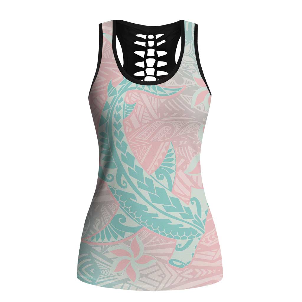 Baby Pink Gradient Polynesia Hollow Tank Top Hawaiian Tribal Hammerhead Shark Tattoo LT14 Female Baby Pink - Polynesian Pride