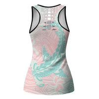 Baby Pink Gradient Polynesia Hollow Tank Top Hawaiian Tribal Hammerhead Shark Tattoo LT14 - Polynesian Pride