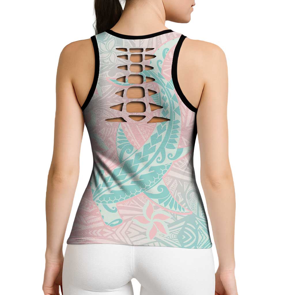 Baby Pink Gradient Polynesia Hollow Tank Top Hawaiian Tribal Hammerhead Shark Tattoo LT14 - Polynesian Pride