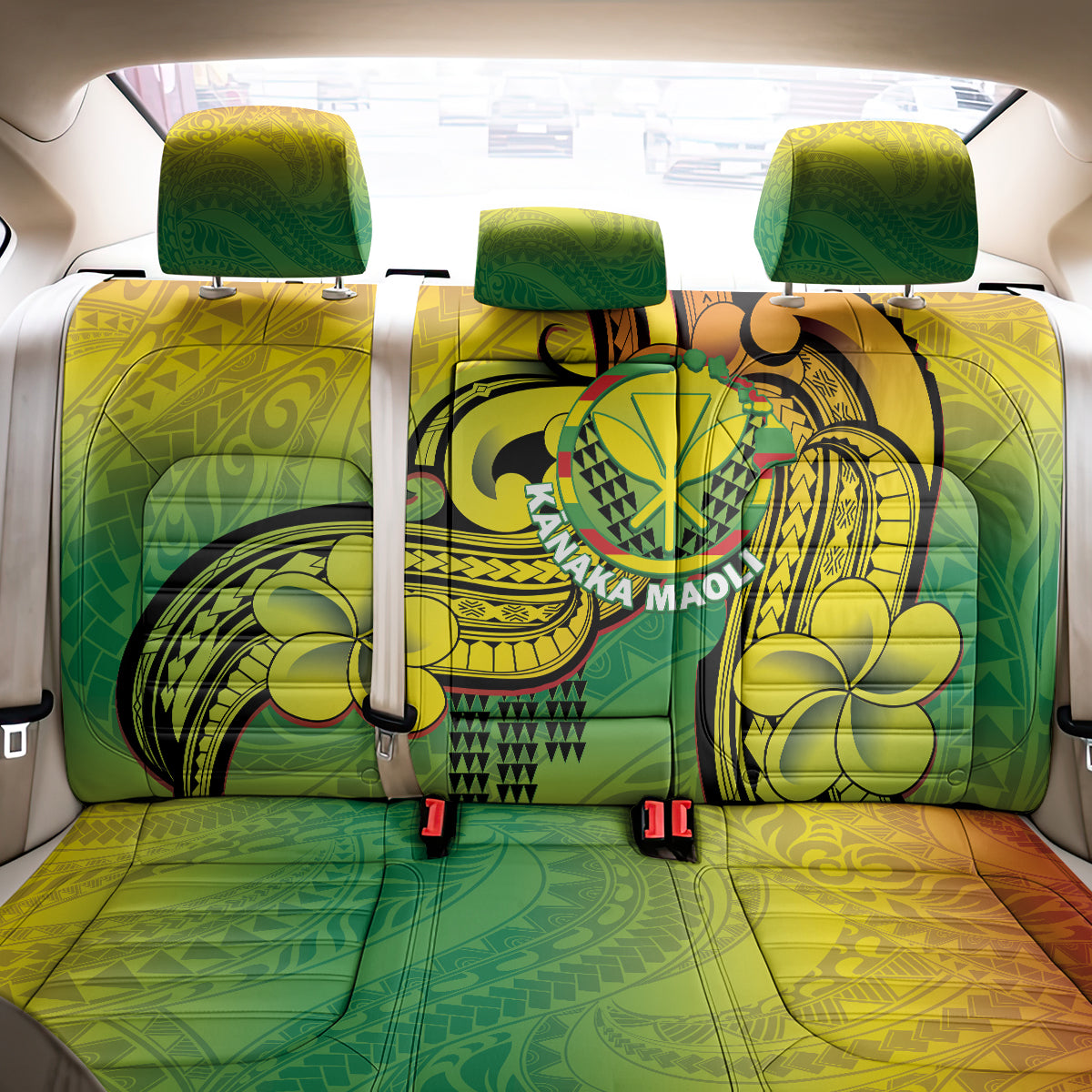 Hawaii Flag Day Back Car Seat Cover Kanaka Maoli With Kakau Polynesian Pattern LT14