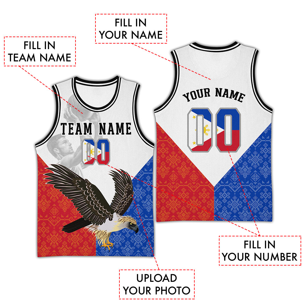 Custom Photo Philippines Basketball Jersey Pilipinas Eagle CTM03