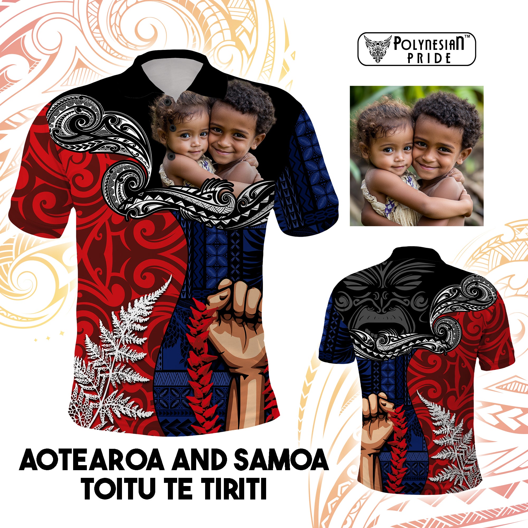 Custom Photo Aotearoa Samoa Toitu Te Tiriti Polo Shirt Honour the Treaty Te Tiriti Is Us CTM03