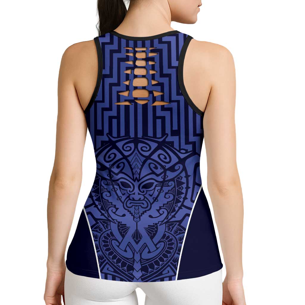 Basketball New Zealand Hollow Tank Top Blue Maori Ta Moko Indigenous - Polynesian Pride