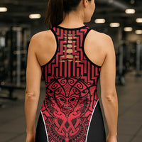 Basketball New Zealand Hollow Tank Top Red Maori Ta Moko Indigenous - Polynesian Pride