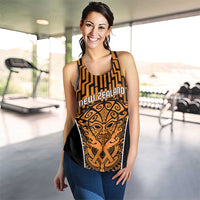 Basketball New Zealand Women Racerback Tank Gold Maori Ta Moko Indigenous - Polynesian Pride