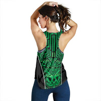 Basketball New Zealand Women Racerback Tank Green Maori Ta Moko Indigenous - Polynesian Pride