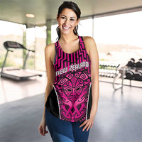 Basketball New Zealand Women Racerback Tank Pink Maori Ta Moko Indigenous - Polynesian Pride
