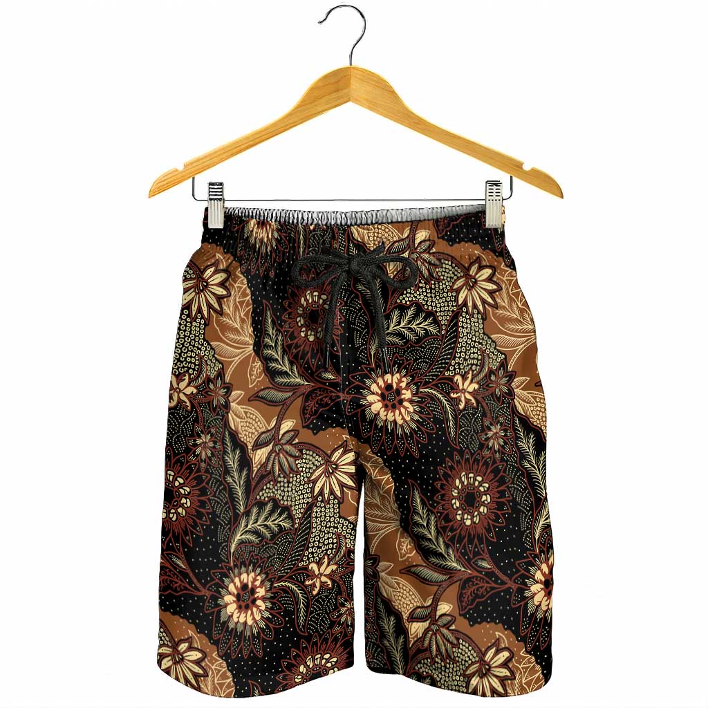 Batik Pedalaman Semen Lereng Style Shorts for Men Indonesian Traditional Pattern