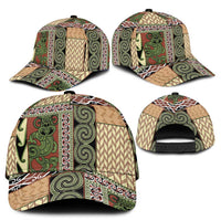 Beige Aotearoa Kowhaiwhai Pattern Classic Cap NZ Maori Quilt Style - Polynesian Pride