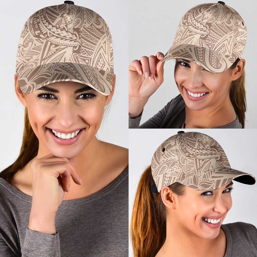 Beige Gradient Polynesia Classic Cap Hawaiian Tribal Hammerhead Shark Tattoo LT14