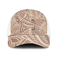Beige Gradient Polynesia Mesh Trucker Cap Hawaiian Tribal Hammerhead Shark Tattoo - Polynesian Pride