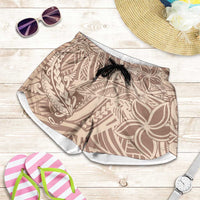 Beige Gradient Polynesia Shorts for Women Hawaiian Tribal Hammerhead Shark Tattoo LT14 Beige - Polynesian Pride