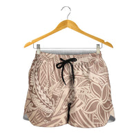 Beige Gradient Polynesia Shorts for Women Hawaiian Tribal Hammerhead Shark Tattoo LT14 - Polynesian Pride