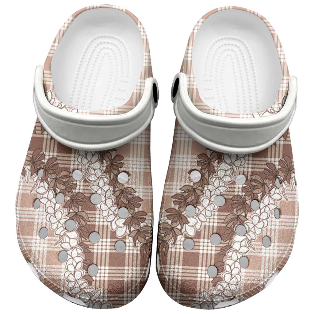 Beige Hawaii Palaka Clogs Shoes Hawaiian Honohono Lei LT05 Beige - Polynesian Pride