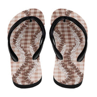 Beige Hawaii Palaka Flip Flops Hawaiian Honohono Lei