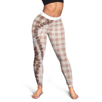 Beige Hawaii Palaka Leggings Hawaiian Honohono Lei LT05 - Polynesian Pride