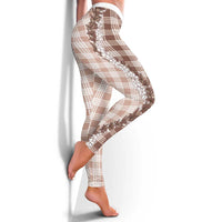 Beige Hawaii Palaka Leggings Hawaiian Honohono Lei LT05 - Polynesian Pride