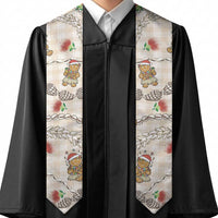 Beige Palaka Hawaii Mele Kalikimaka Graduation Stole Ohia Lehua Shell Leis Funny Gingerbread Santa - Polynesian Pride