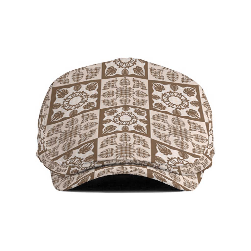 Beige Palaka Quilt Hawaii Jeff Hat Hawaiian Tropical Monstera Sea Turtle LT14 Beige - Polynesian Pride