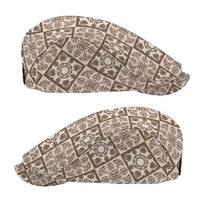 Beige Palaka Quilt Hawaii Jeff Hat Hawaiian Tropical Monstera Sea Turtle LT14 - Polynesian Pride