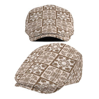 Beige Palaka Quilt Hawaii Jeff Hat Hawaiian Tropical Monstera Sea Turtle LT14 - Polynesian Pride