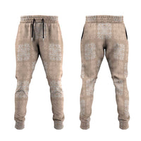 Beige Palaka Quilt Hawaii Jogger Pants Traditional Hawaii-plaid Pattern - Polynesian Pride