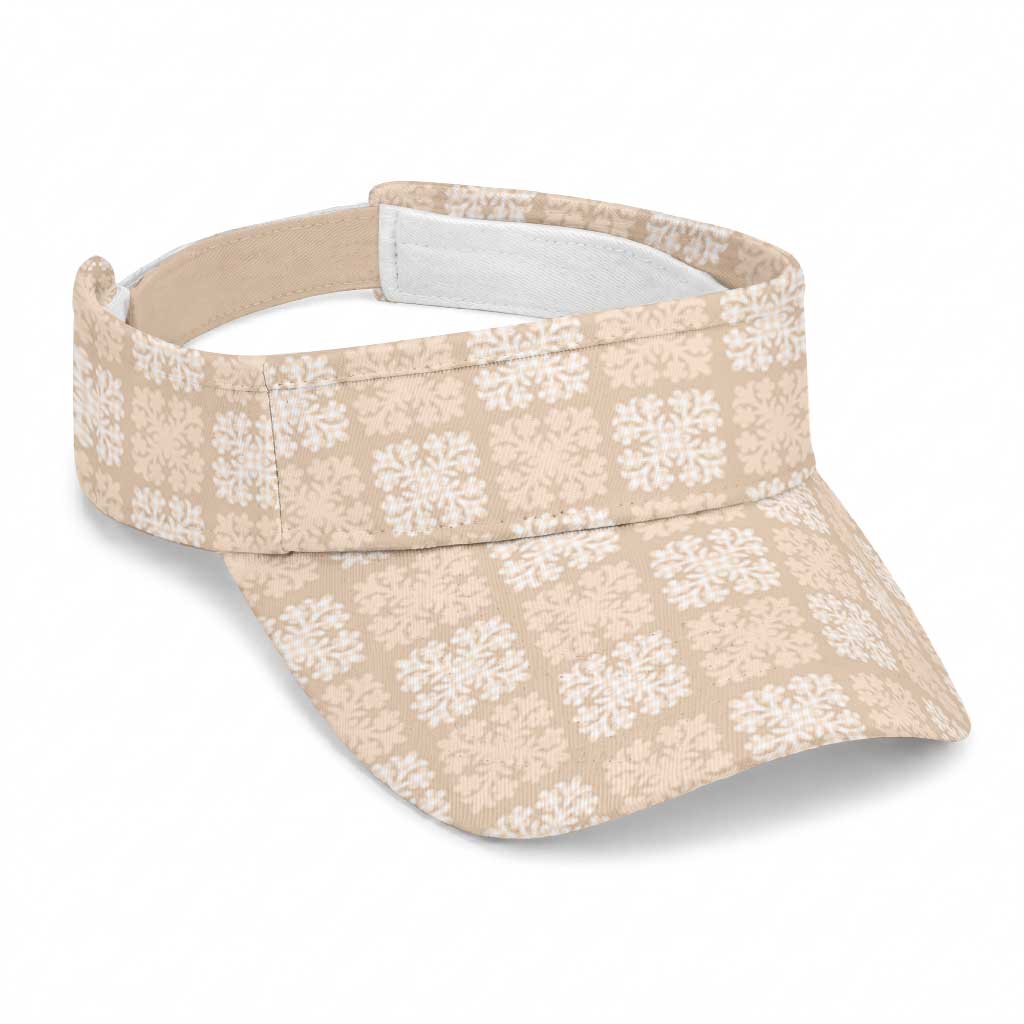 Beige Palaka Quilt Hawaii Sun Visor Cap Traditional Hawaii-plaid Pattern LT14 Universal Fit Beige - Polynesian Pride