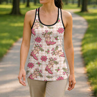 Beige Paniolo Palaka Hawaiian Cowgirl Christmas Hollow Tank Top - Polynesian Pride