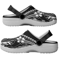 Black Aloha Hawaii Clogs Shoes - Polynesian Shark Tattoo With Plumeria LT14 - Polynesian Pride