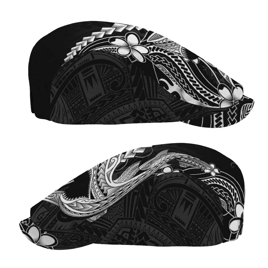Black Aloha Hawaii Jeff Hat Polynesian Shark Tattoo With Plumeria LT14 - Polynesian Pride