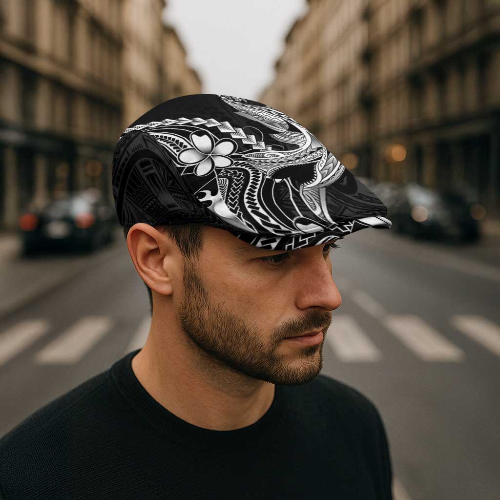 Black Aloha Hawaii Jeff Hat Polynesian Shark Tattoo With Plumeria LT14 - Polynesian Pride